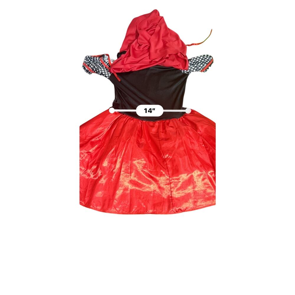 Red Riding Hood Costume Womens M 8-10 Red Black Gingham Hooded Dress Adult - Picture 8 of 12